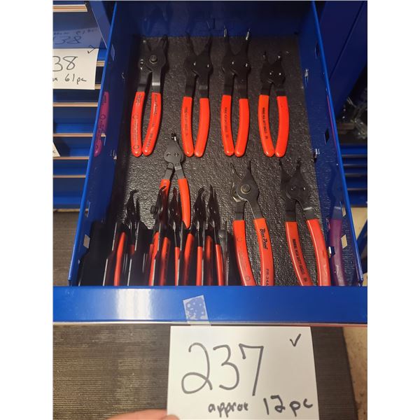 SnapOn snap ring pliers - approx 12 pieces
