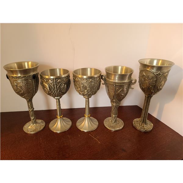 5-piece pewter goblet set