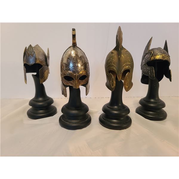 4 Piece Minature Isildur, Numenorean infantry, High Elven, Rohan Royal Guard helmet lot, 10"