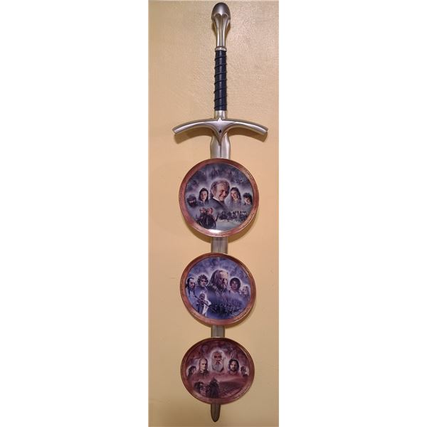3 Piece Fellowship of Reliving the Adventure Plate set w/Plastic Sword Hanger issues 1, 2,3