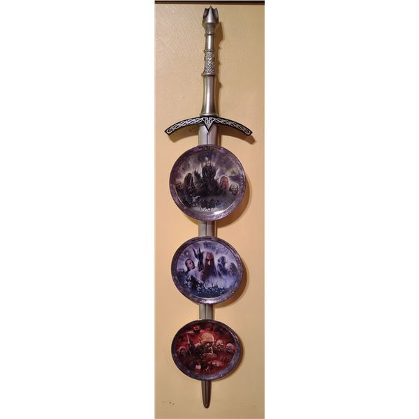 3 Piece Fellowship of Reliving the Adventure Plate set w/Plastic Sword Hanger issues 9,10,11
