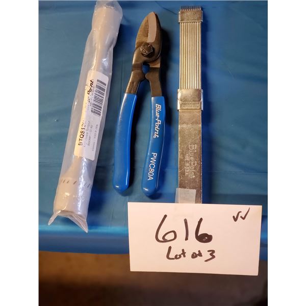 BLUE POINT LOT OF 3: SNIPS PWC80A, 1/2 DRIVE TORQUE SOCKET AND BUFFING WHEEL CLEANER