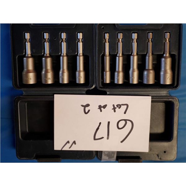 BLUE POINT LOT OF 2: 4 PC METRIC & SAE POWER DRIVE NUT SETTER SETS, PTND5K & PTNDM4KA