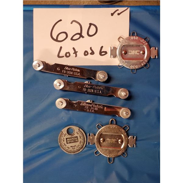 BLUE POINT LOT OF 6 FEELER GAUGES