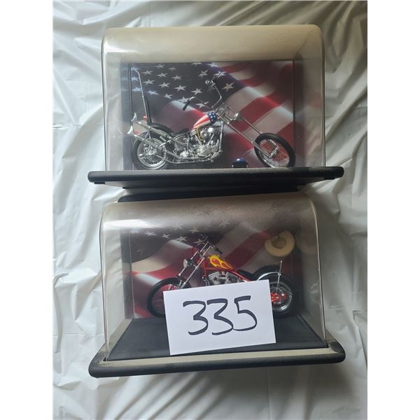 TWO MODEL MOTORCYCLES IN CASES