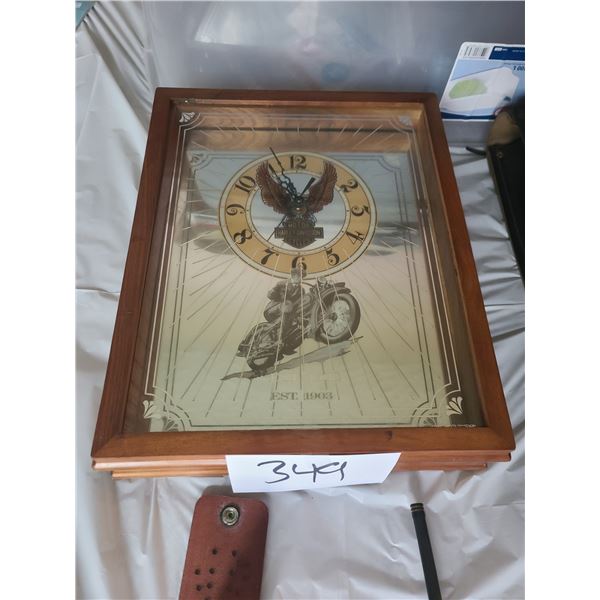 HARLEY DAVIDSON MIRROR BACK CLOCK