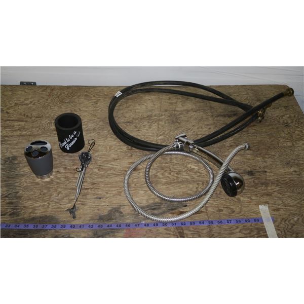 Shower Hose + Washer Hoses + Wind Chime, Toothbrush Holder, & Beer Cozy