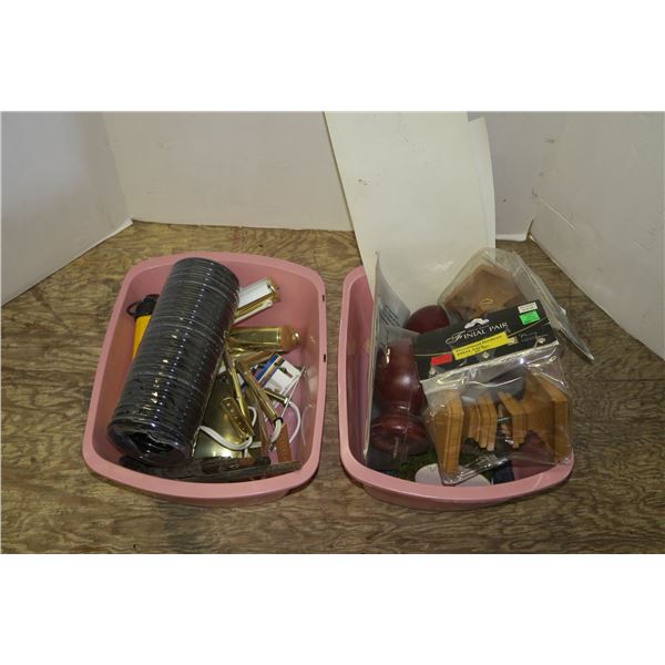 Lot of Wooden Hardware, light fixtures, flashlight etc.