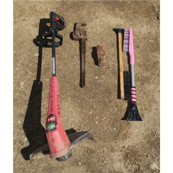 Whipper Snipper, Pipe Wrench + Sledgehammer