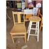 Image 1 : Wooden Chair & Stool 28" Tall
