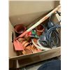 Image 1 : Lot Garden small clay pots, with dish, kids garden hoe, pond fish with air pump