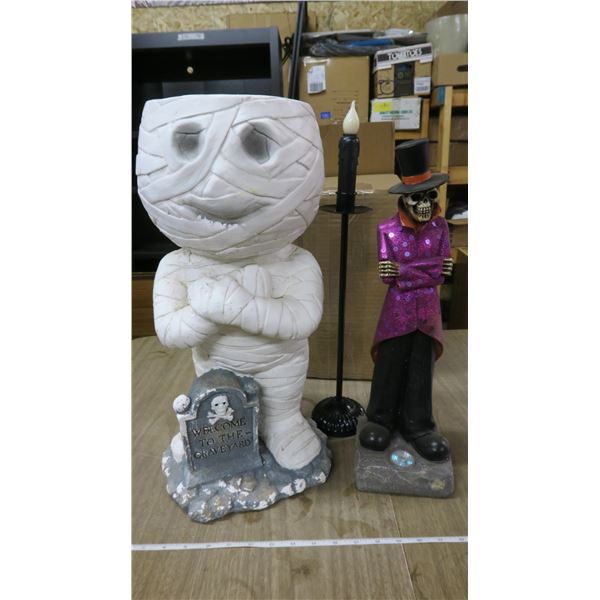 Lot Halloween Mummy flower Pot, Candle, Skeleton Solar Light