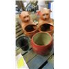 Image 1 : Lot 2 Plastic Bear Flower Pots, Red Ceramic Flower Pot, Black Flower Pot