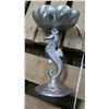 Image 2 : Lot 22" Glass Vase, 12" Sea Horse with Dish, 36" and 23" metal candle holder