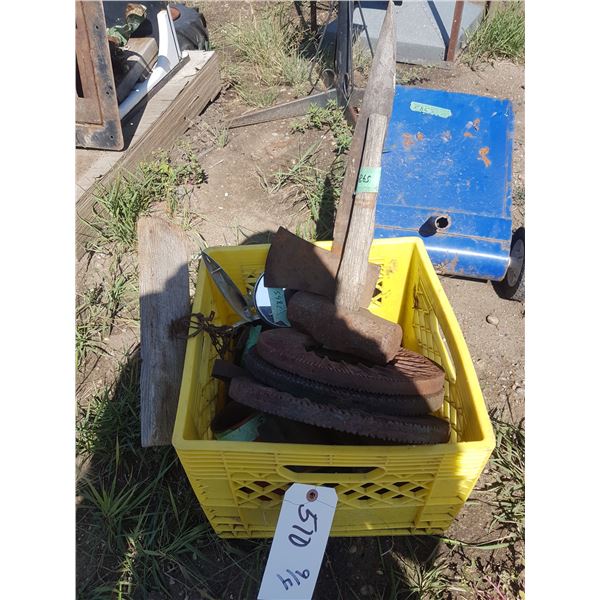 Lot Axe Heads & Sledge & Rustic Items