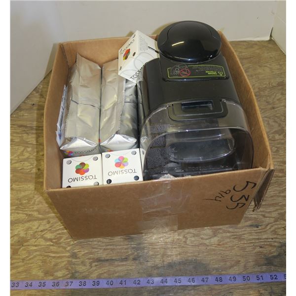 Lot of Tassimo Items Including Maker & Coffee