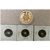 Image 1 : (3) Small Foreign Coins + 1911 Canadian One Dollar Coin
