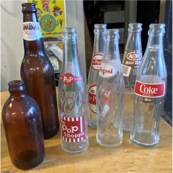 Lot Glass Beer and Pop Bottles