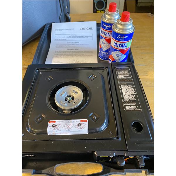 Cherokee Portable Butane Camp Stove in Case, 2 Bottles of Butane