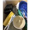 Image 1 : Lot House Hold Items Philips Electric Hand Mixer, 2 Ceramic Mugs, Travel Mug, Glass Bowl, 10 Cup Cor