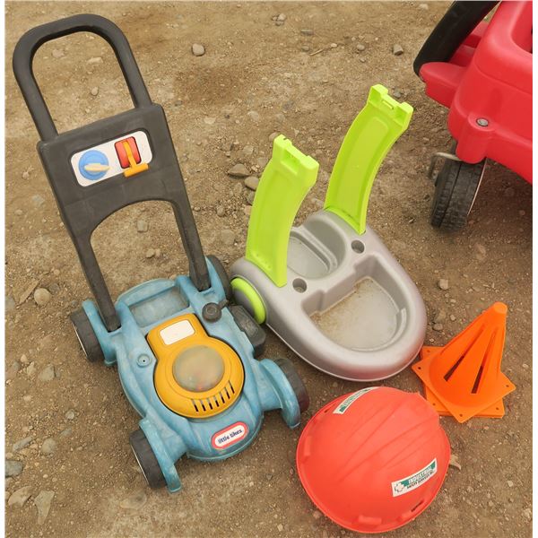 Lot Kids Toys Push Bubble Mower, Hard Hat, Orange Cones