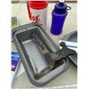 Image 5 : Lot Kitchen Round Cake Pan, Loaf Pans, Meat Mallet, Water Bottle, Scrub Brush, Lid Gripper