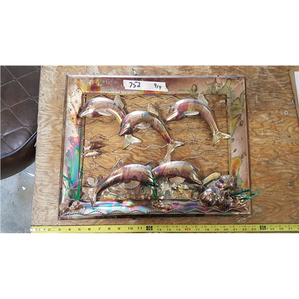 Copper Dolphin Wall - Hanging