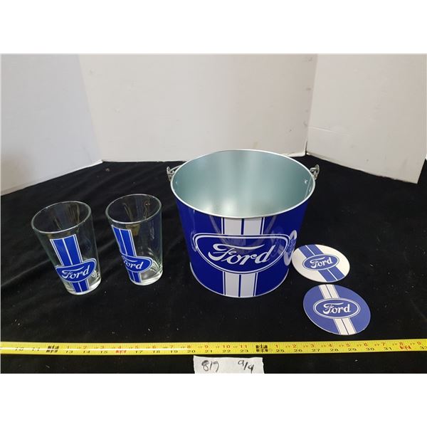 Ford Bucket & Glasses & Coasters