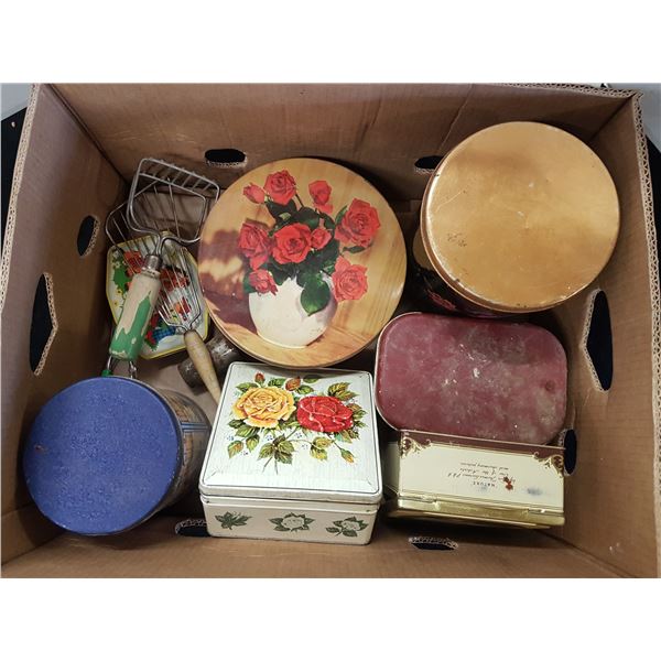 Box of Old Tins (Inside One Is Very Old Linens)