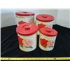 Image 5 : Box of Canisters (Kitchen) & Cake Pan Yellow Red Top