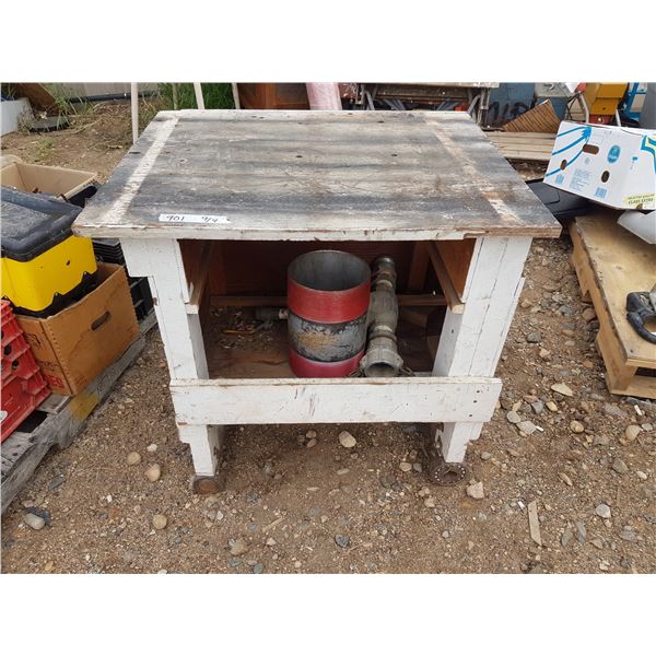 Rolling Shop Work Bench & Contents 29 X 24 X 28 Inch