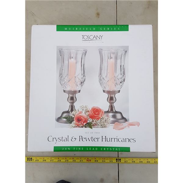 Crystal & Pewter Candle Holders NIB