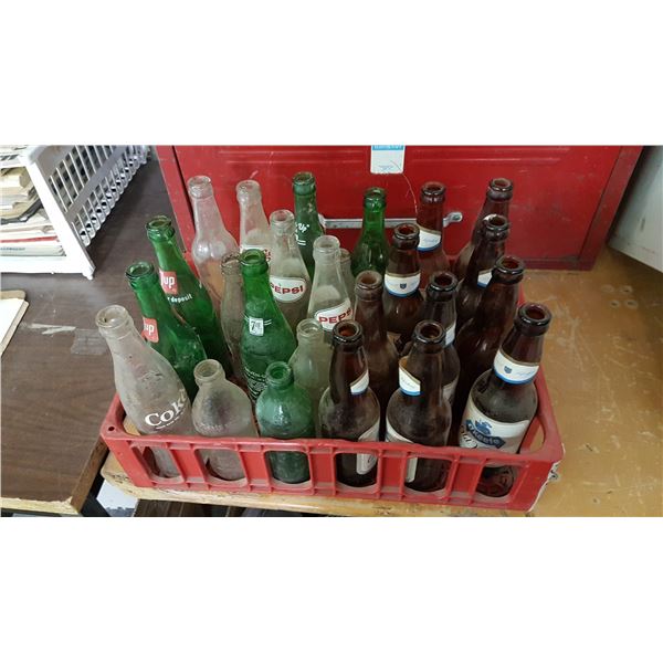 Vintage Pop / Beer Bottles & Tray