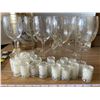 Image 1 : Lot Celebration Decorations, Wine Glasses, Glass Votive Candles, & Sparklers