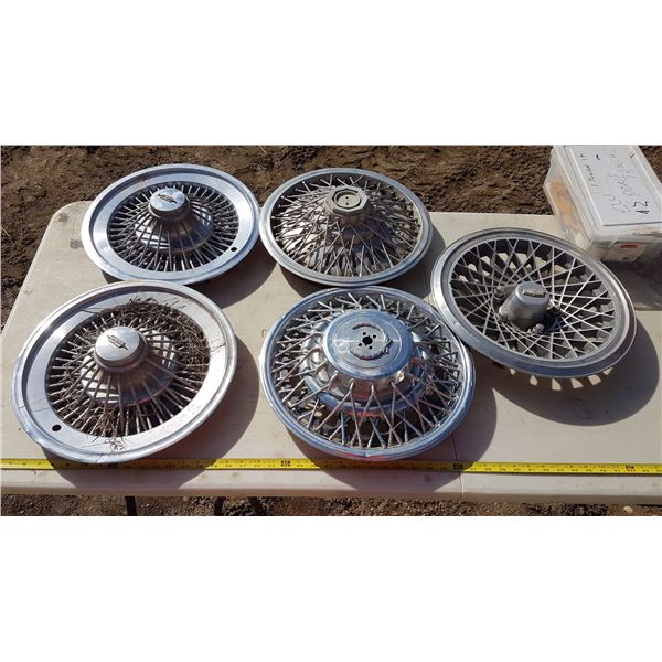 5 Various Vintage Hubcaps
