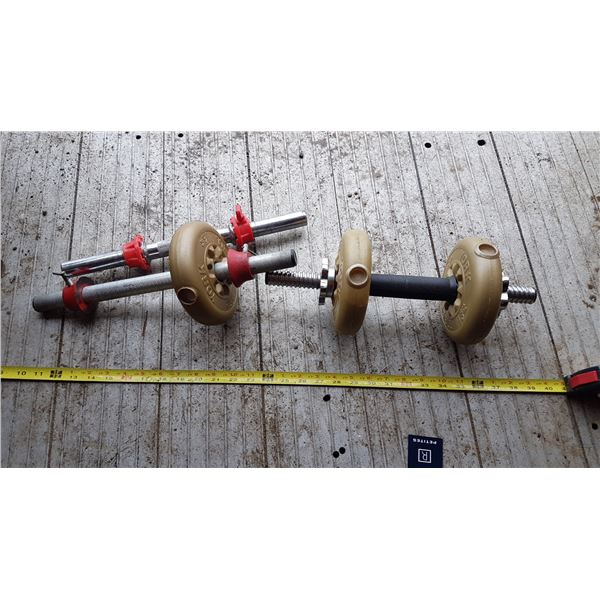 3 Dumbbell Bars With Collars & Weights