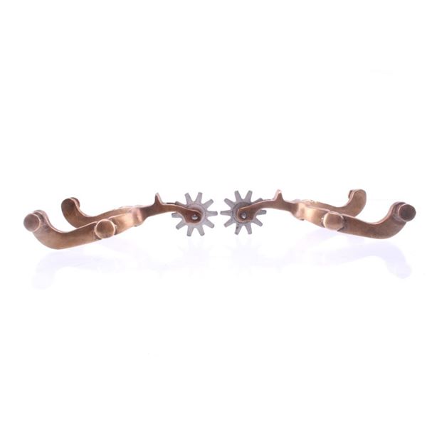 Peanut Pattern Star Rowel Brass Spur Pair c. 1960s