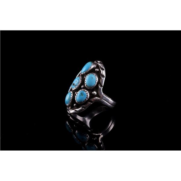 Navajo B. Touchine Sterling Silver Turquoise Ring