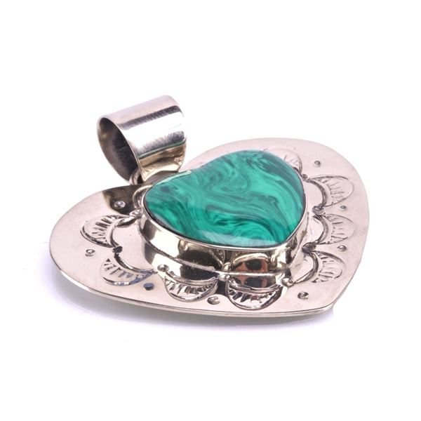 Armand American Horse Malachite Heart Pendant