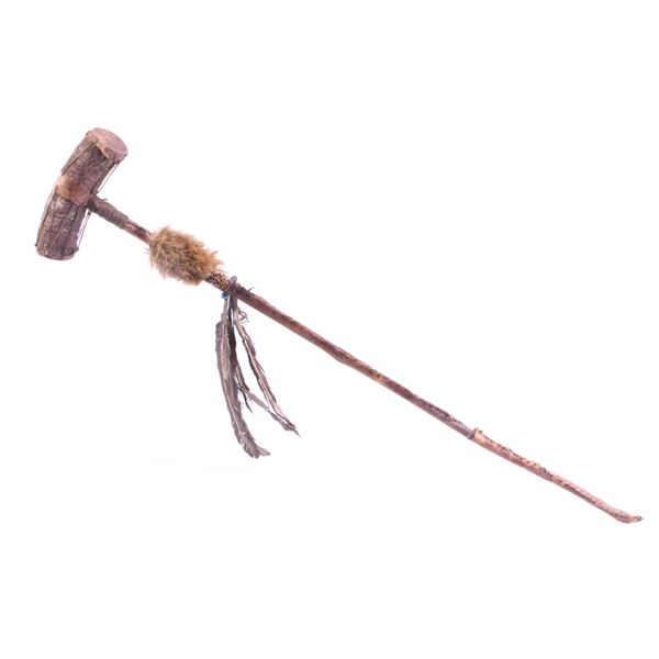 Early Plains Indian Buffalo Hide Ceremonial Rattle