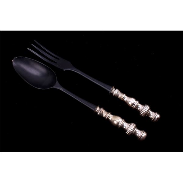 Sterling Silver & Painted Wood Serving Utensils