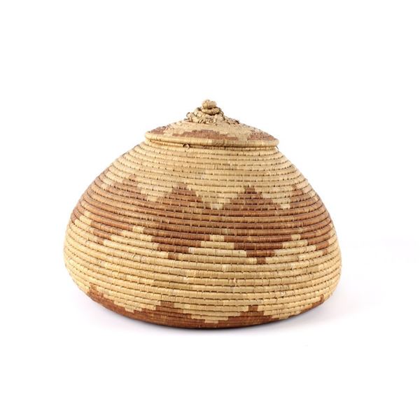 African Ivory Coast Hand Woven Papyrus Basket