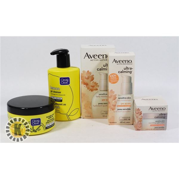 BAG OF CLEAN&CLEAR, AVEENO  SKIN CARE PRODUCTS