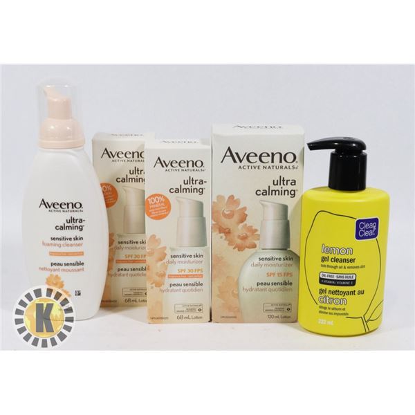 BAG OF CLEAN&CLEAR, AVEENO  SKIN CARE PRODUCTS