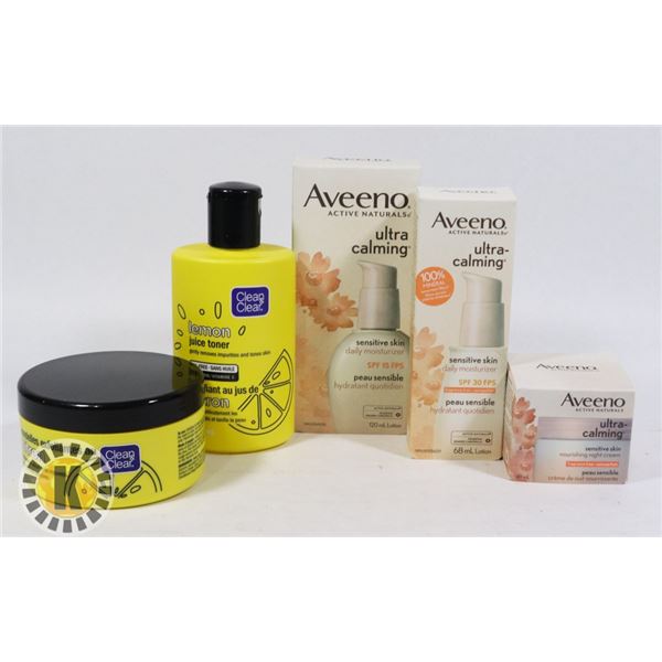 BAG OF CLEAN&CLEAR, AVEENO  SKIN CARE PRODUCTS