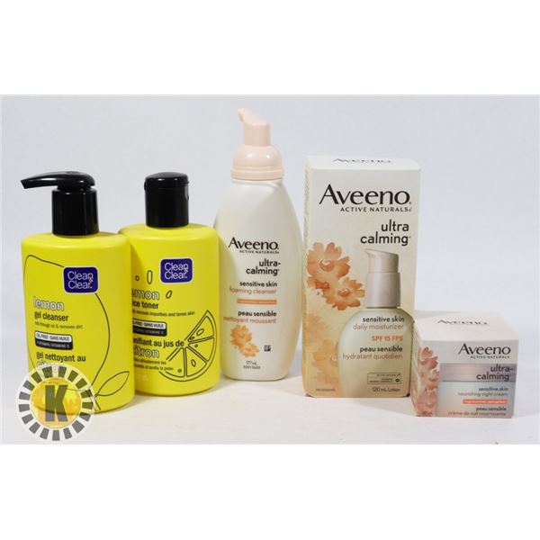 BAG OF CLEAN&CLEAR, AVEENO  SKIN CARE PRODUCTS