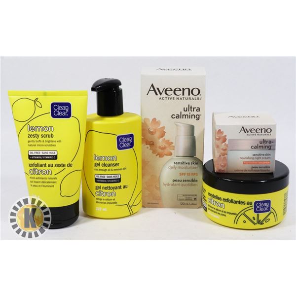 BAG OF CLEAN&CLEAR, AVEENO  SKIN CARE PRODUCTS