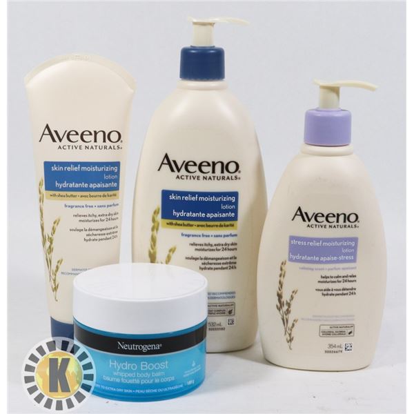 BAG OF AVEENO LOTION AND NEUTROGENA HYDRO BOOST