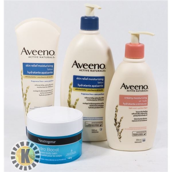 BAG OF AVEENO LOTION AND NEUTROGENA HYDRO BOOST