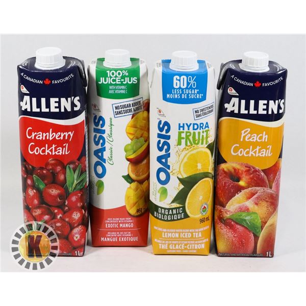 BAG OF 2 960ML ALLENS AND 2 OASIS JUICE